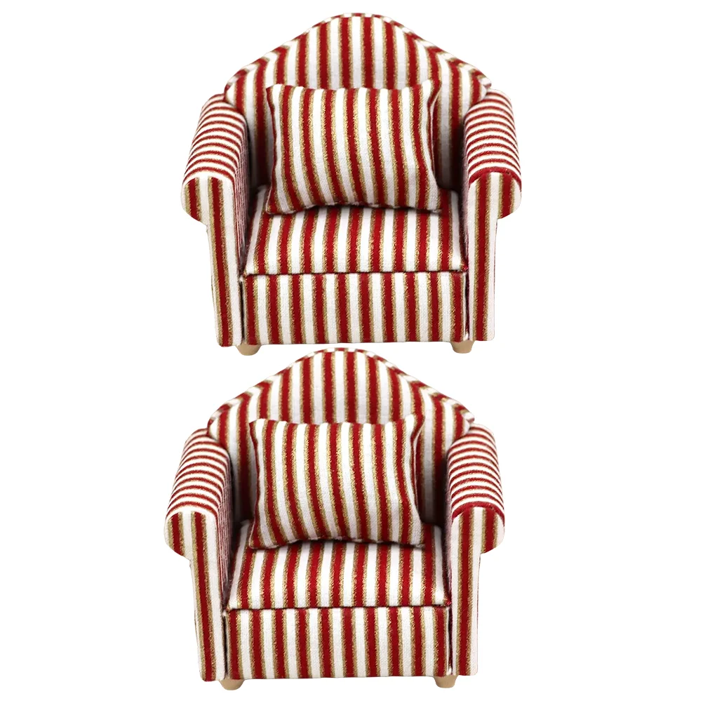 

2 Sets Simulation Sofa Exquisite Mini Model House Living Room Prop Toys Decorative Home Decorations Pillows