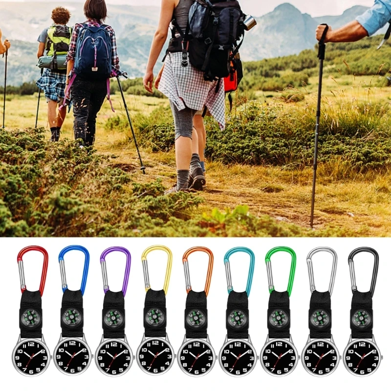 

Round Dial Pocket Carabiner Clip Sports Hiking Watch with Lightweight Carabiner Clip Climbing Pocket Watch