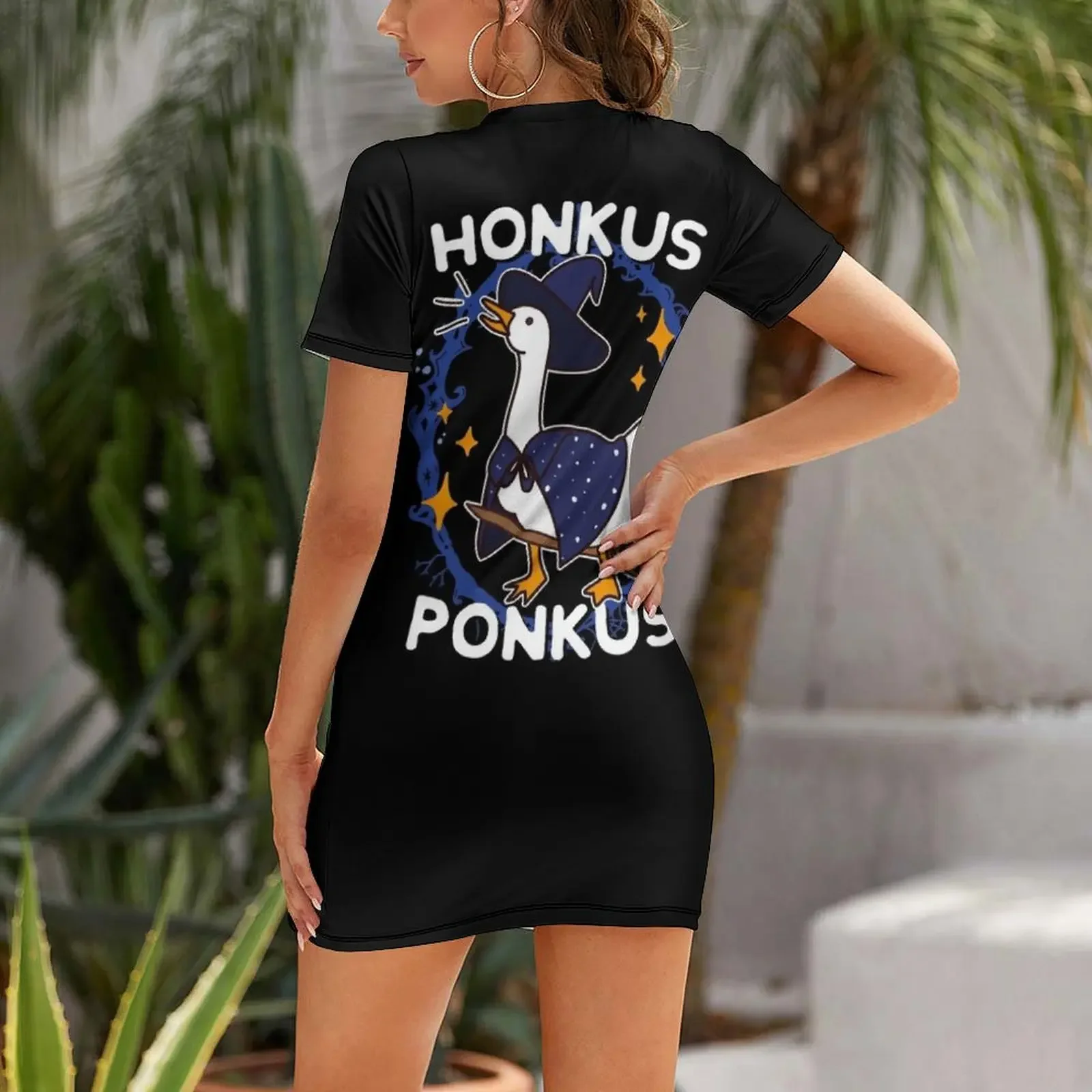 Фото Элегантное платье с коротким рукавом Honkus Ponkus Witchy Halloween Goose Game для женщин, коктейльные платья 2026 года №2