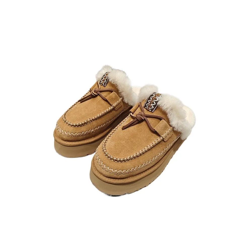 NIGO/женские осенне-зимние шерстяные тапочки в этническом стиле уличная обувь на