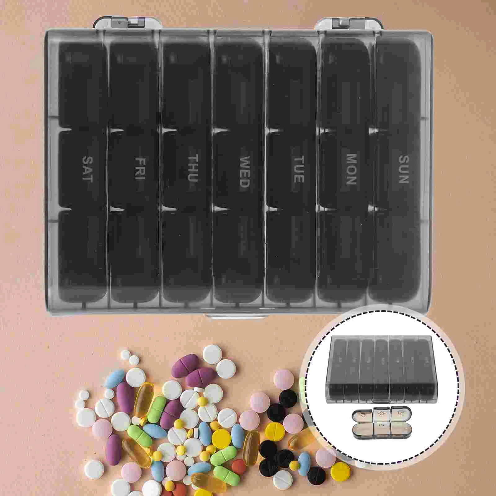 

Box Organizer Storage Case Container Travel Pocket Daily Dispensers Weekly Holder Vitamin Days Carry Medication Portable Or