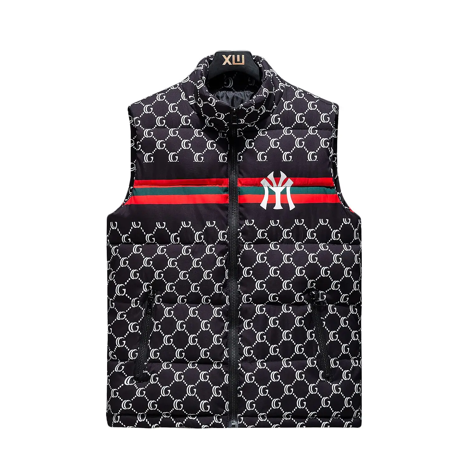 New autumn winter letter waistcoat men casual stand collar down cotton vest fashion sleeveless warm down cotton waistcoat