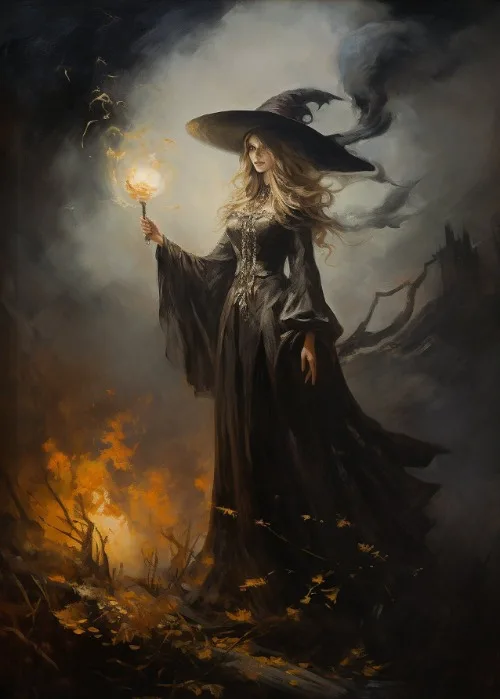 

Печать на холсте Ведьма с полной луной