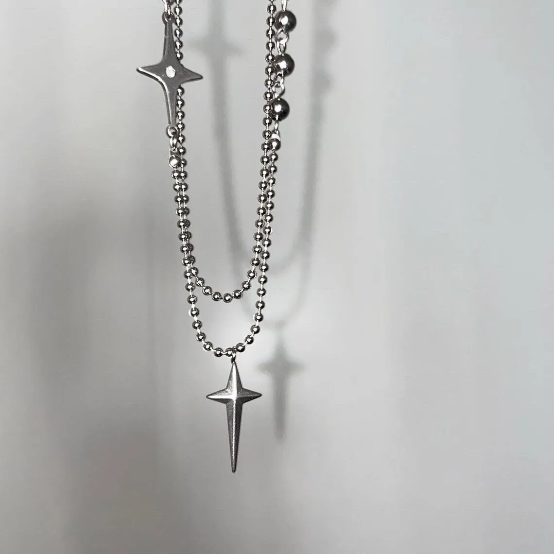 Многослойное ожерелье-чокер ручной работы из нержавеющей стали с бусинами и