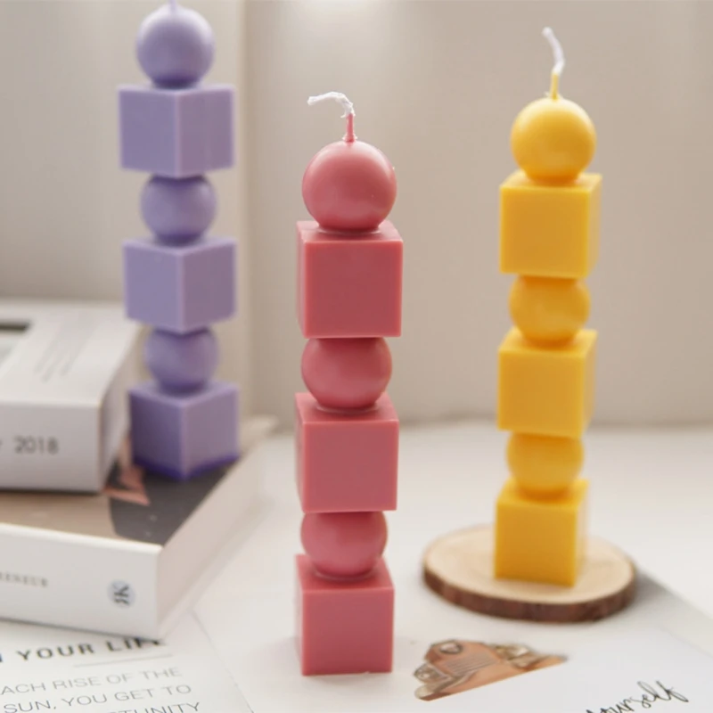 

Plastic Candle Mold Geometric Cylinder Candle Making Molds DIY Handmade Beeswax Candles Mould Supplies for Wedding Dinner Y5GB
