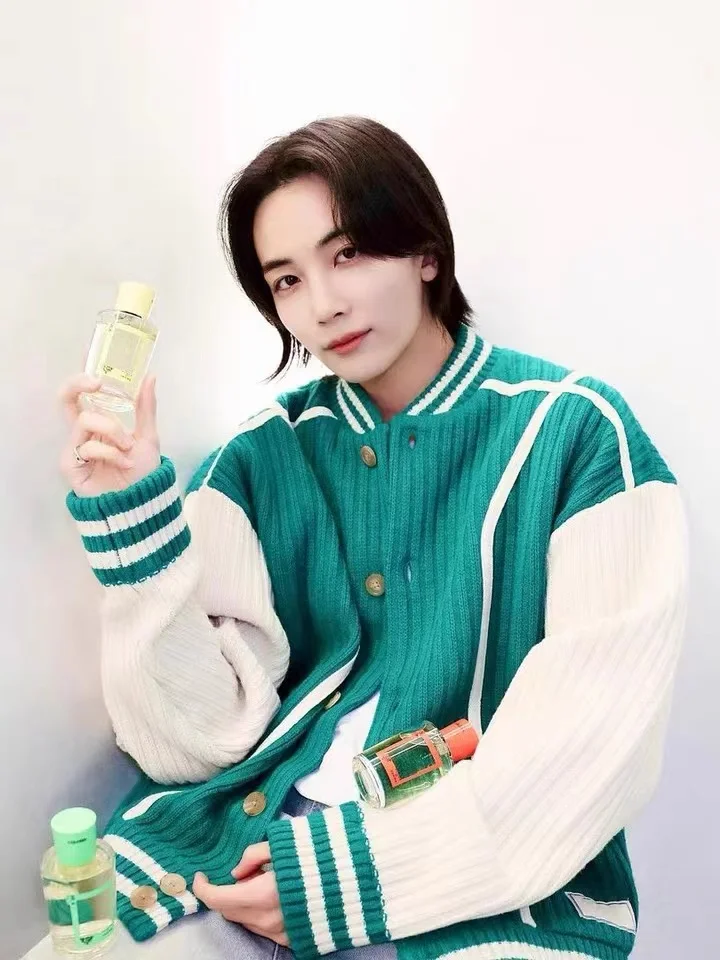 Seventeen JEONGHAN Same Style Green Jacket Knitting Loose Korean Style Cardigan 2023 New Korea High Quality Coats Jacket