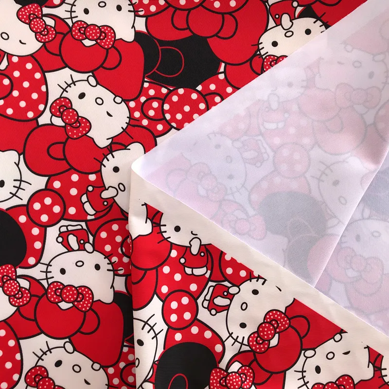 Водонепроницаемая композитная ткань из полиэстера с принтом Hello Kitty ручной