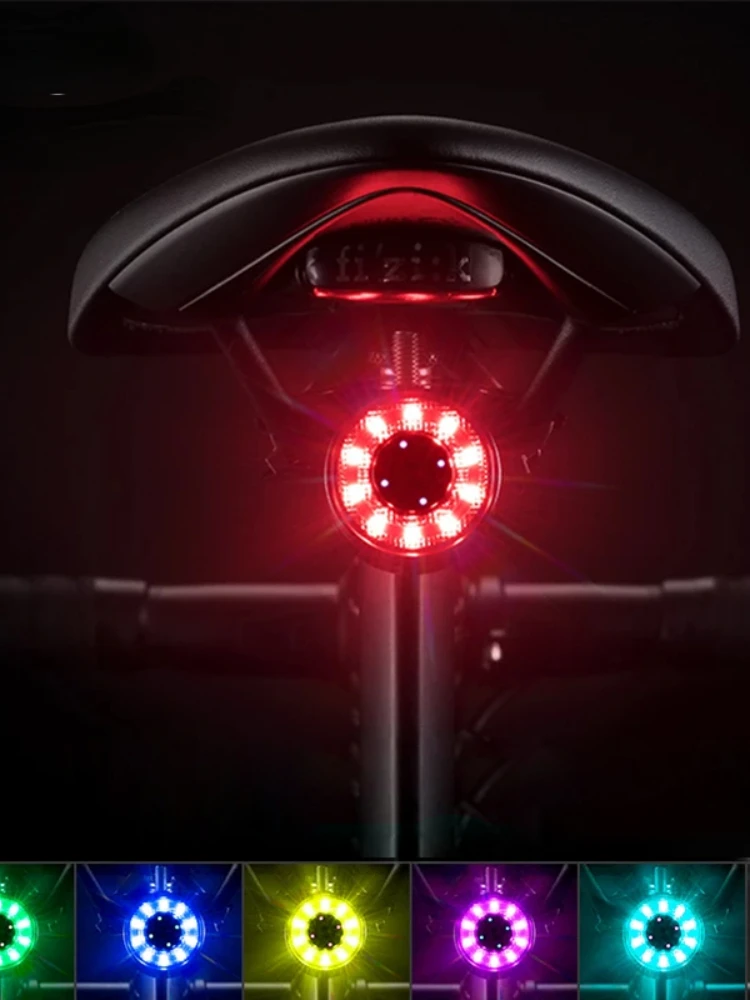 

ROCKBROS Bicycle Rear Light USB Charging Safety Warning Cycling Light Colorful Bicycle Tail Light Bike Light Bike Accessories
