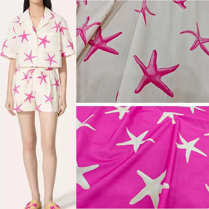 Модный бренд Европы и Америки розовая белая поплиновая хлопковая ткань с принтом