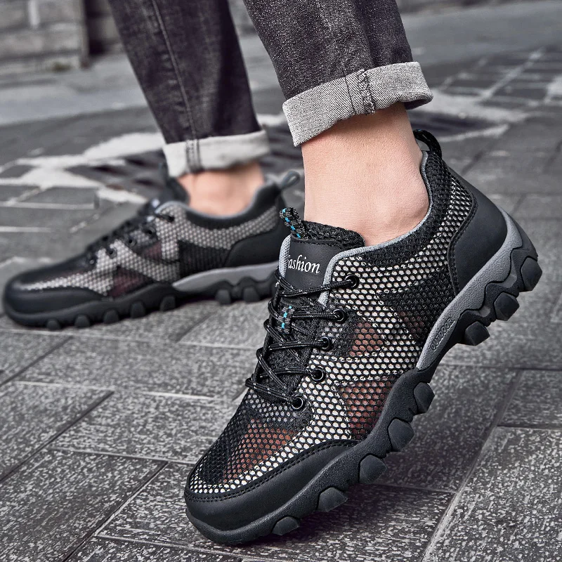 New Arrival Men Hiking Shoes Sneakers Classics Style Lace Up Men Sport Shoes Mesh Breathable Mens Climbing Trekking Sneakers