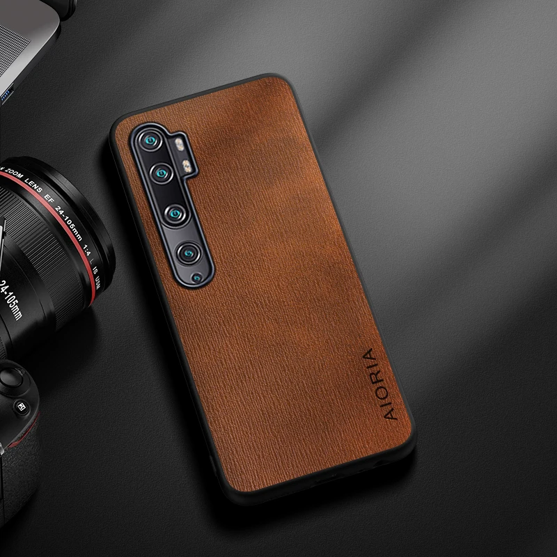 Чехол для Xiaomi Mi Note 10 Lite простой легкий прочный кожаный чехол с текстурой под