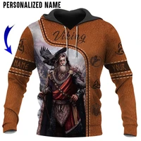 new viking leather armor 3d printing hoodie harajuku streetwear pullover unisex casual jacket sportswear custom name