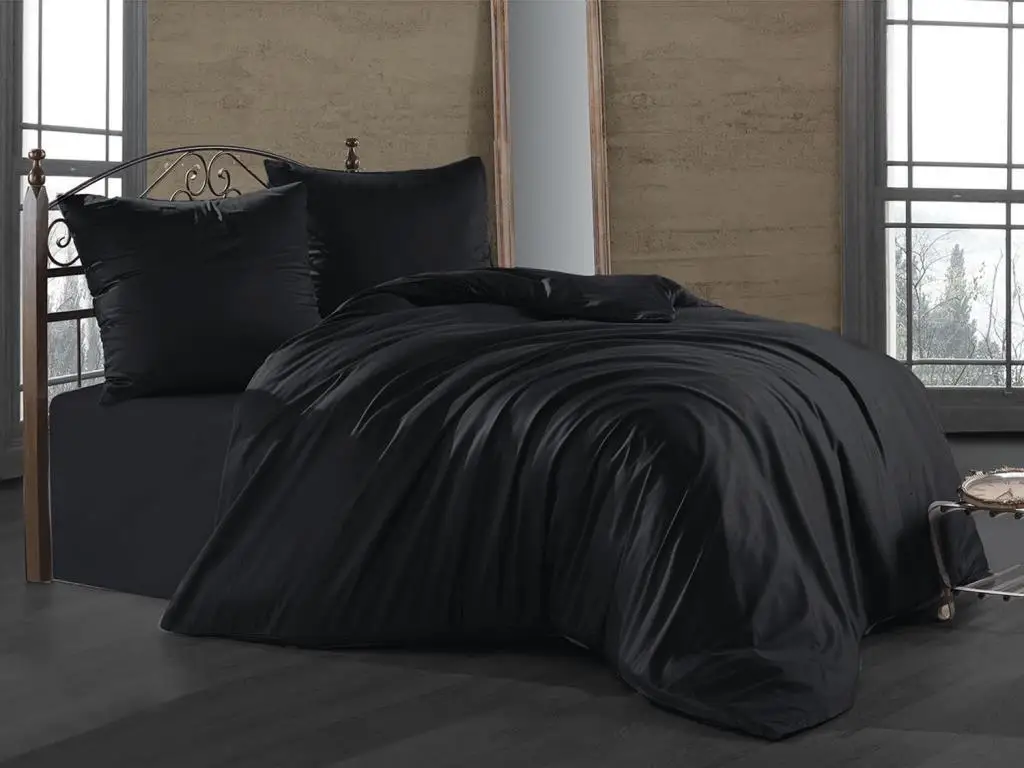 

Black Cotton Satin Double Duvet cover set