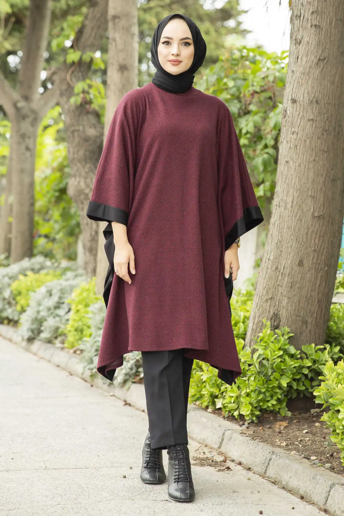 Herringbone Pattern Panço Burgundy