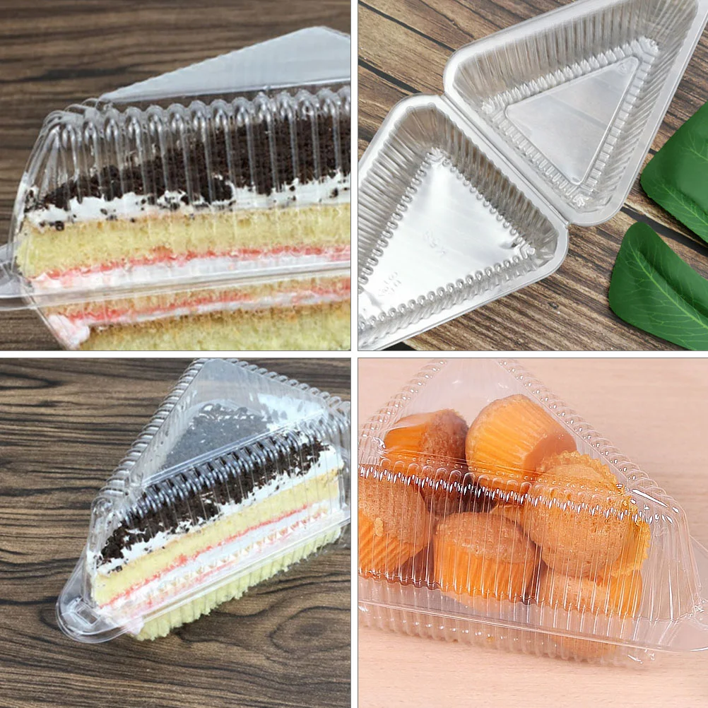 

50 Pcs Single Triangular Cake Box Plastic Container Lid Pie Slice Containers The Pet Go Lids