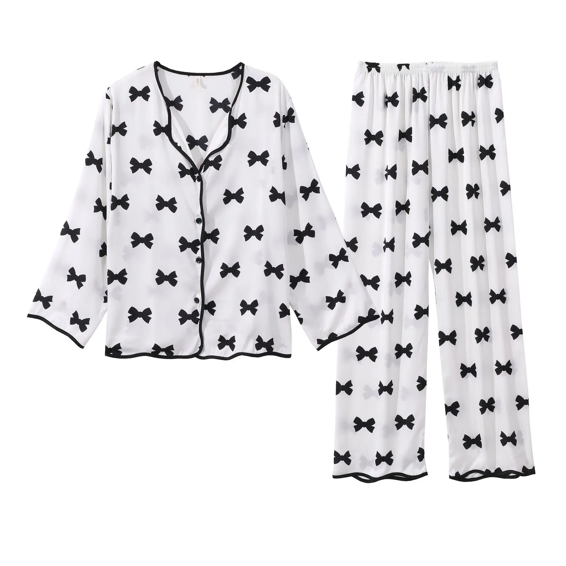 Pajamas 2022 spring and summer new simple fashion 3D digital positioning printing short-sleeved trousers women's pajamas set