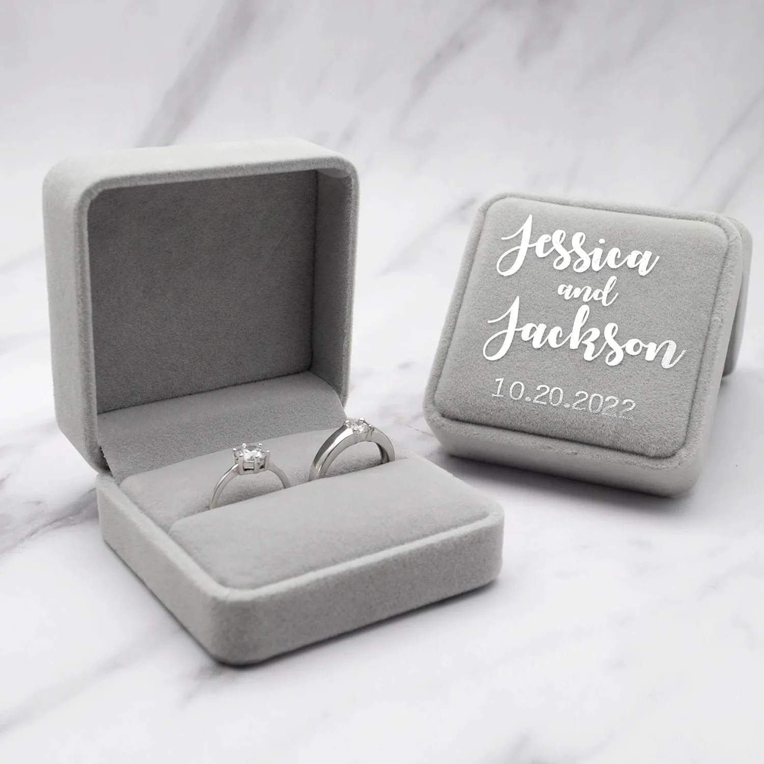 Custom Velvet Ring Box Personalized Wedding Ring Box Wedding Ring Holder Jewelry Box Engagement Proposal Ring Box Wedding Decor
