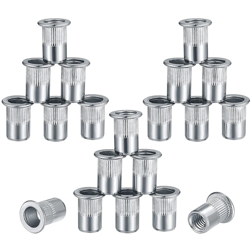 

50 Pieces M5 Flat Head Rivet Nuts Made Of Stainless Steel 304 Round Thread Rivets Countersunk Head Rivet Nut