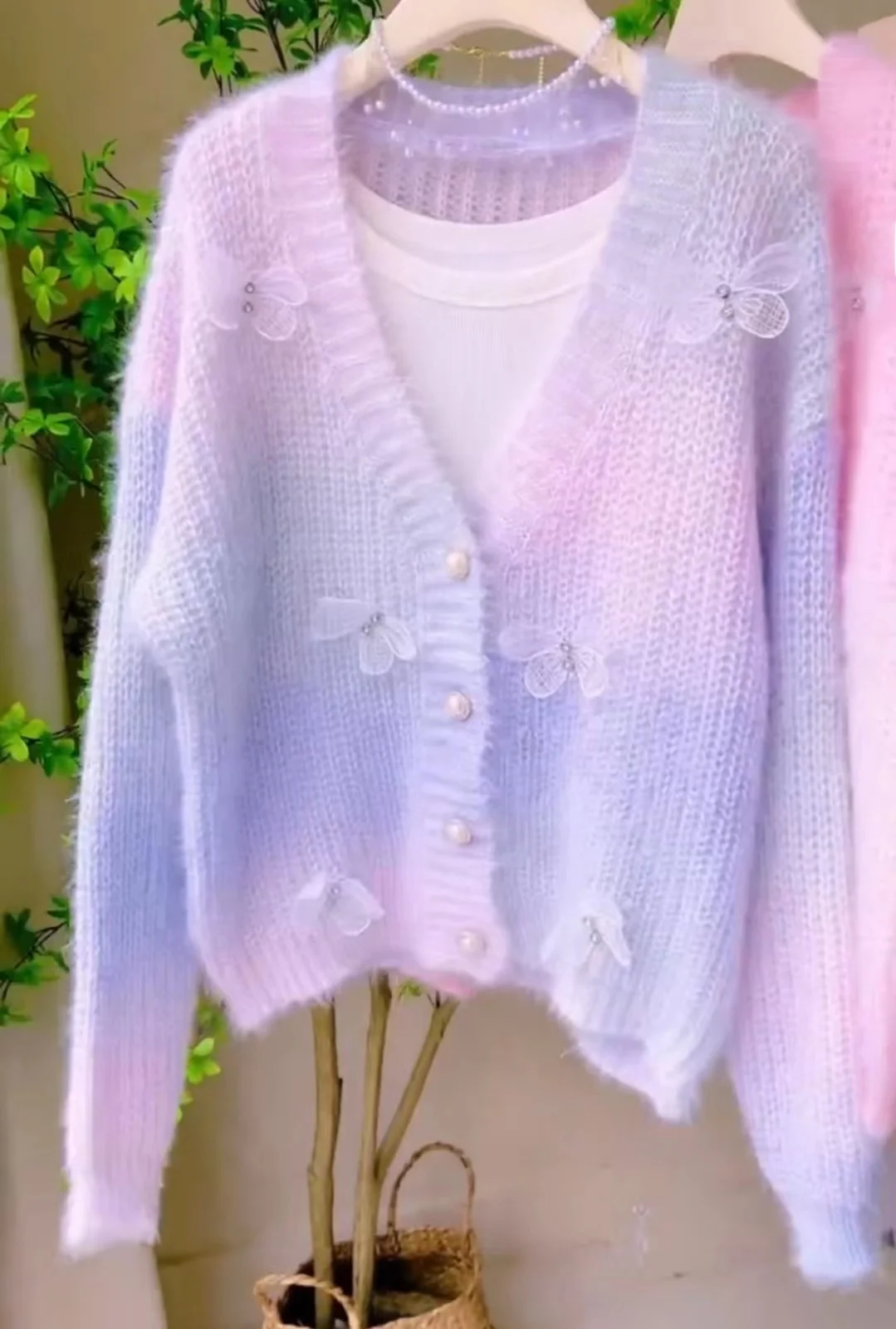 Женский вязаный кардиган с градиентом цвета Idle Sle осень-зима 2023 новый свободный