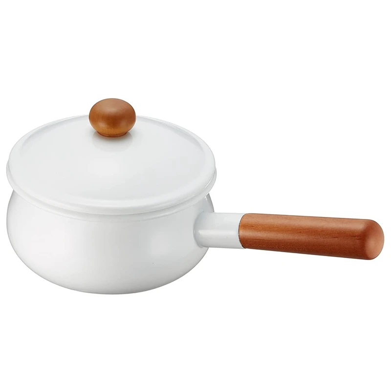 

Enamel Small Milk Pot Thickened Soup Pot With Lid Enamel White Pot Soup Induction Cooker