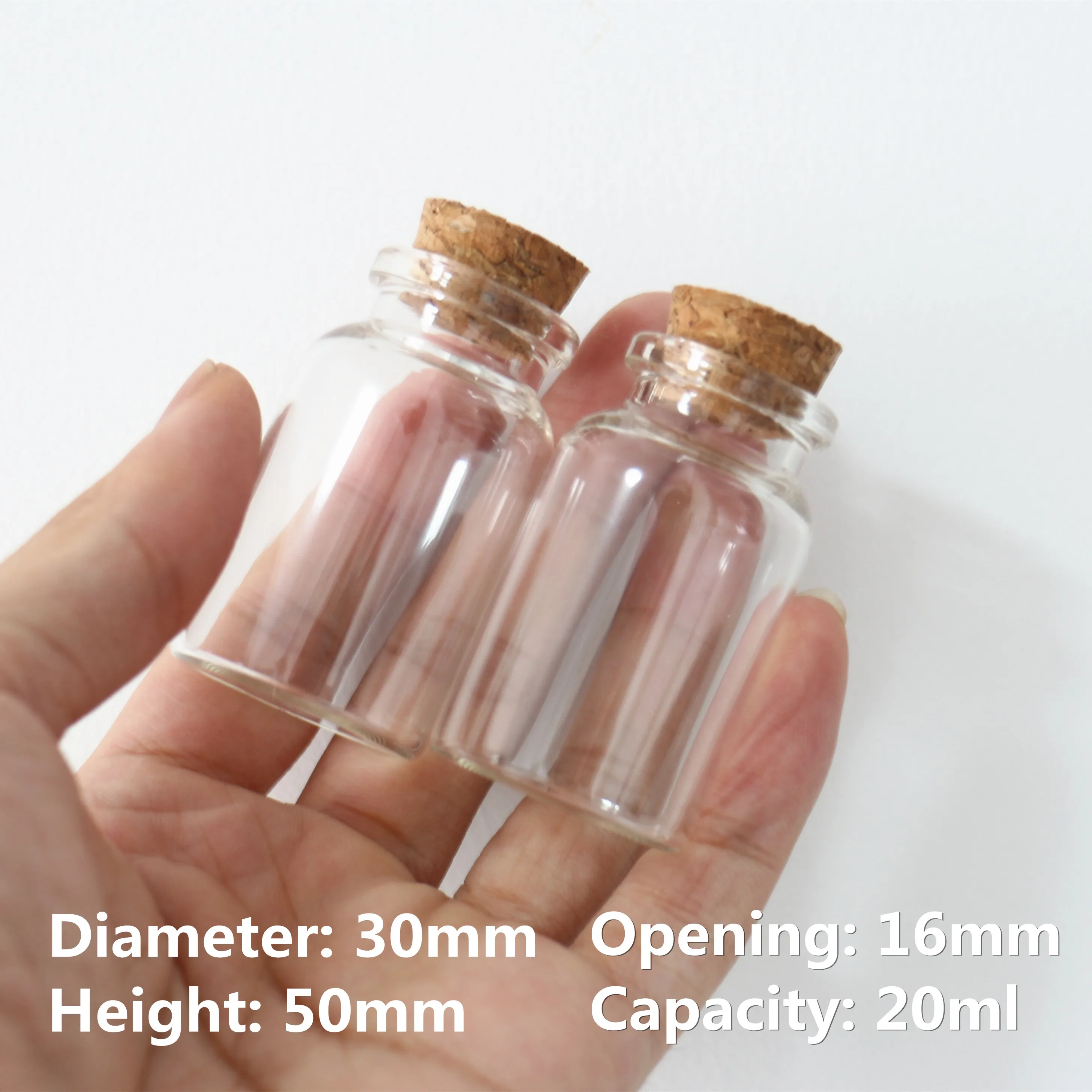 

24 Pcs/lot 16*30*50mm 20ml Little Glass Bottle Glass Jars Cork Bottles Stopper Empty Jars Container Wedding Test Tube Gift