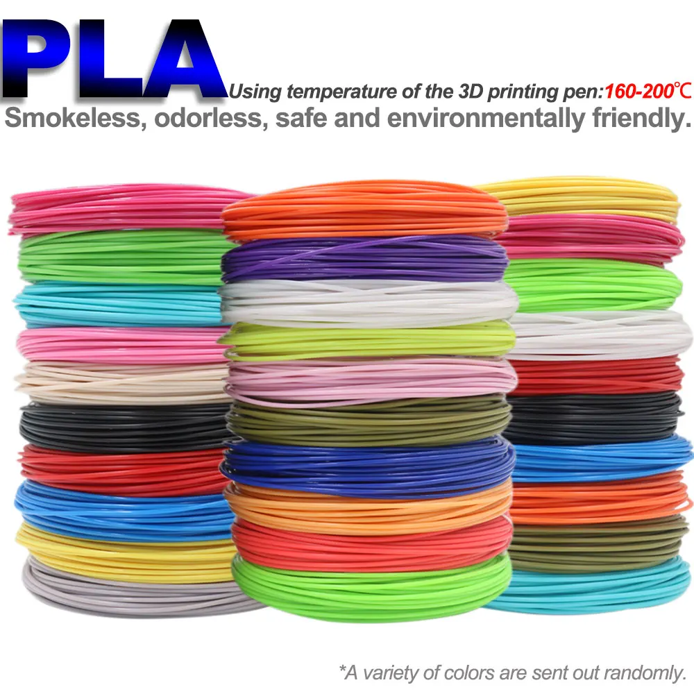 

PLA Filament for 3D Pen，Color 3D Printing Material，Diameter 1.75mm,10/20/30 Colors, 100M 150M 200M, Colorless,Odorless and Safe
