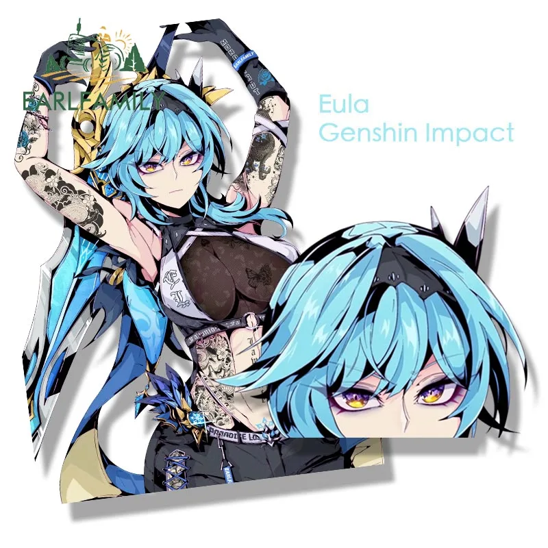 

EARLFAMILY Street Punk Eula Fanart Car Sticker Anime Genshin Impact Sketch Waifu Decal JDM Cartoon Peeker Girl Stickers Car Warp