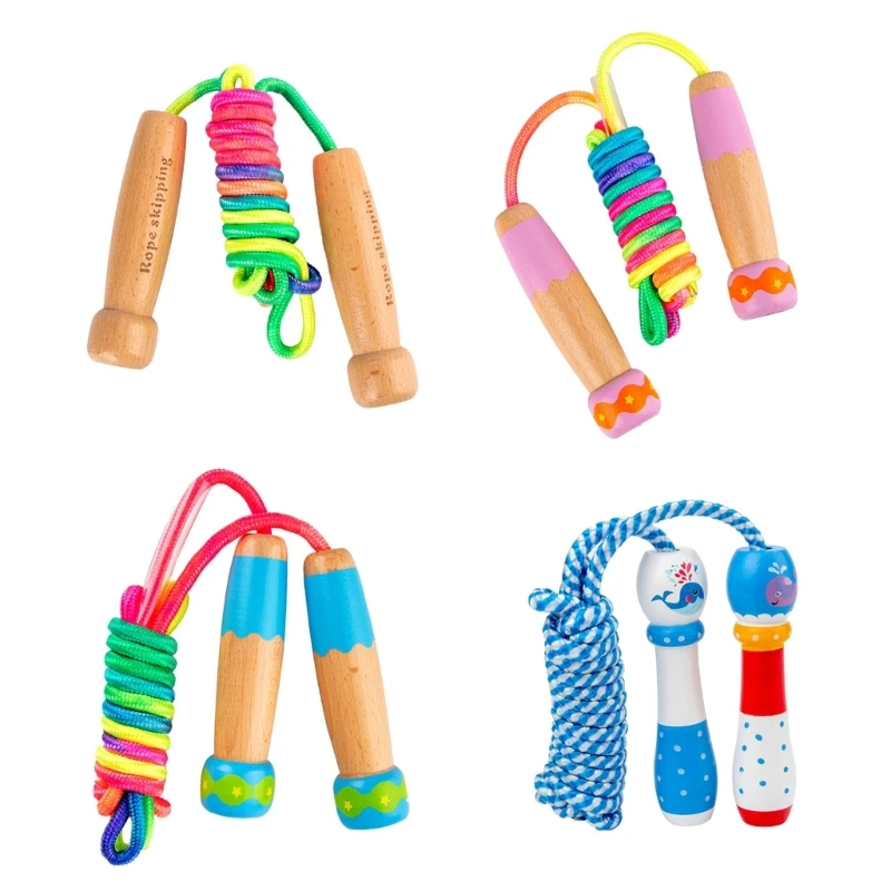 

270cm Adjustable Skipping Rope with Wood Handle, Skipping Rope for Boys & Girls