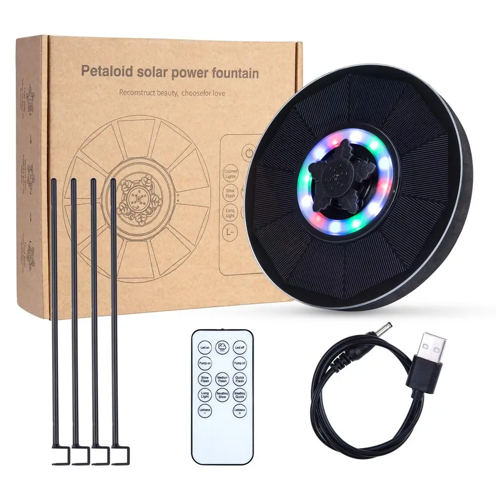 Водяной фонтан RGB с 6 светодиодами бассейн дистанционным управлением солнечный