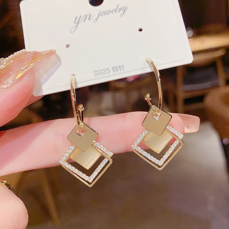 Роскошные корейские модные геометрические висячие серьги Kpop для женщин