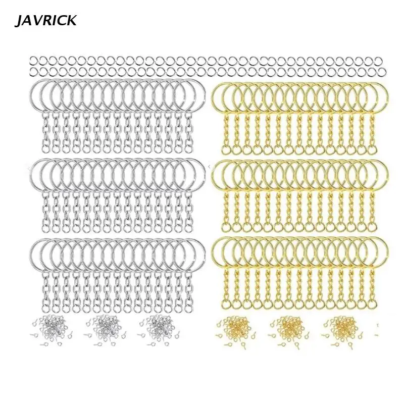 

300Pcs Metal Key Chain DIY Making Rings Kit with Flat Key Rings Open Jump Rings Metal Split Ring Keys Organizer