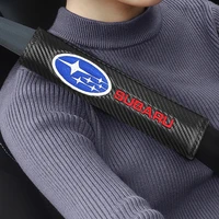 12pcs car carbon fiber seat belt shoulder protector cover case for subaru forester outback emblem xv impreza legacy sti levorg