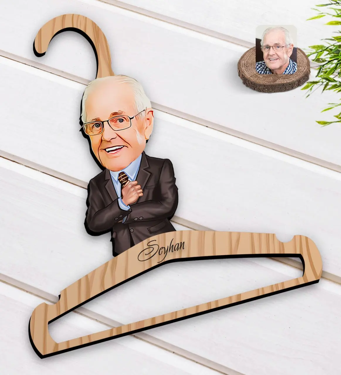 

Персонализированная карикатура дедушки для деревянных платьев ассациона-1