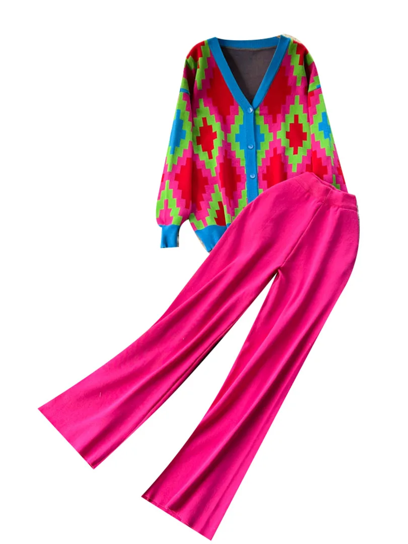 

Женский Повседневный Трикотажный костюм Foamlina, комплект из двух предметов, свитер с длинным рукавом и длинные брюки с эластичным поясом, Осень-зима 2022