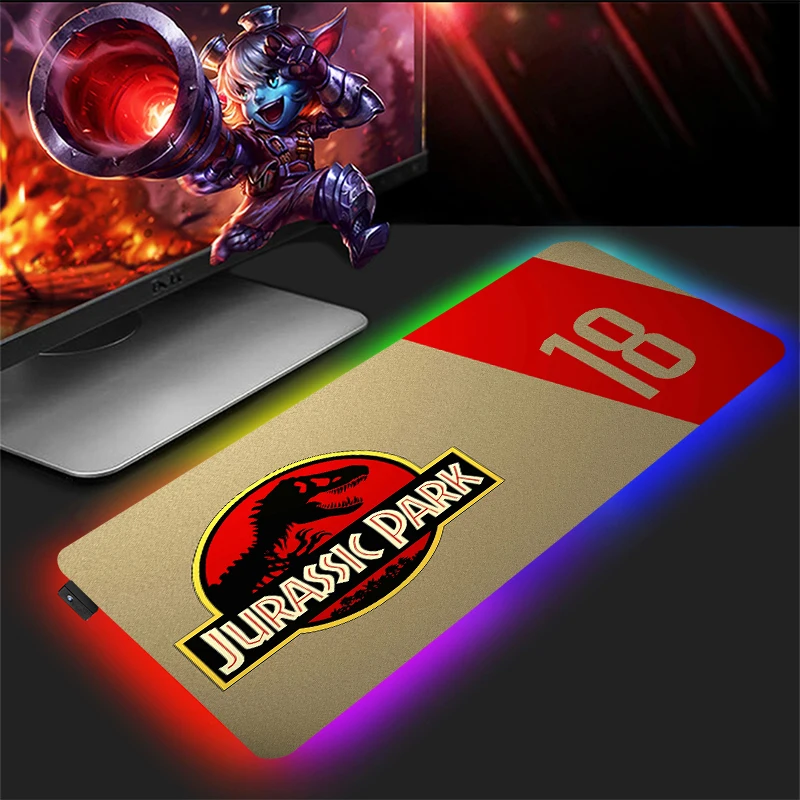 

Mouse Pad With Rgb Computer Pc Gamer Backlit Gaming Mat Xxl Jurassic Park Desk Large Mousepad Anime Mats Pads Mausepad Table Big
