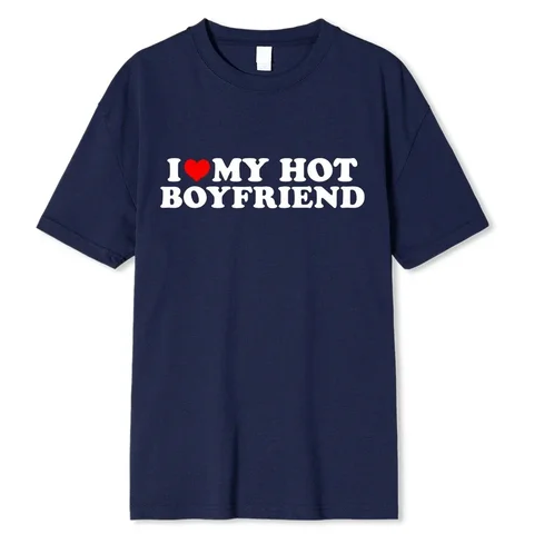 Винтажная забавная футболка с надписью «I love my hot Girl», футболка для пары с графическим рисунком, мужская хлопковая повседневная спортивная уличная одежда для бойфренда