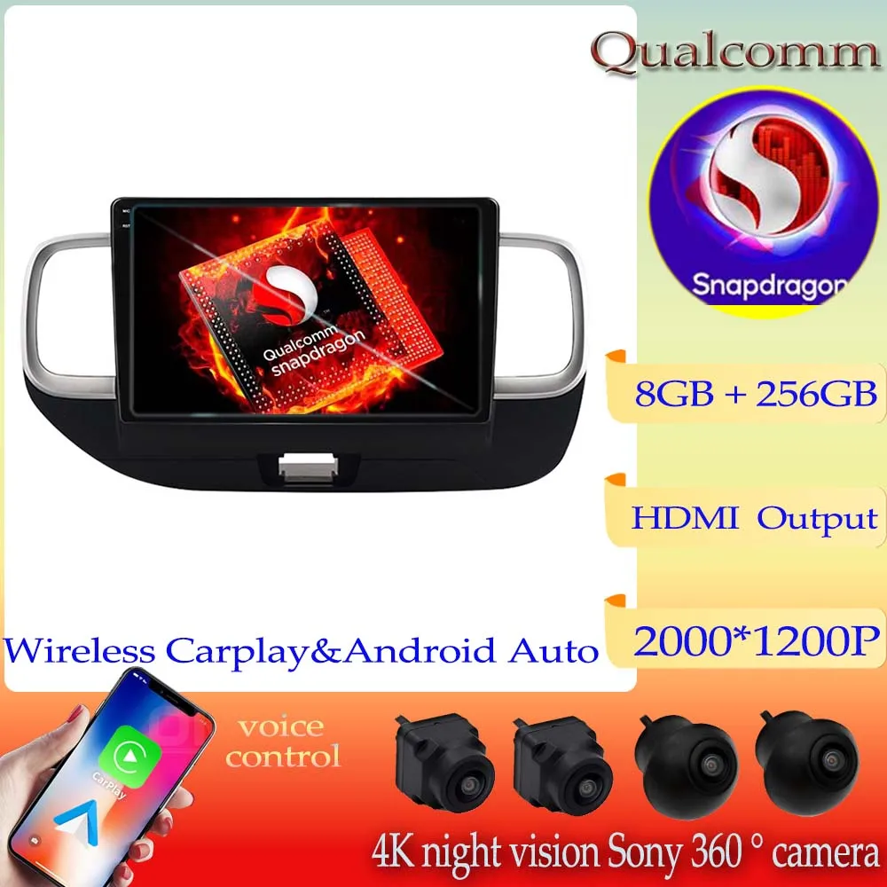 

Android 13 Qualcomm Snapdragon радио для Hyundai Venue 2019 2020 GPS-навигация NO 2 Din DVD стерео головное устройство мультимедийный плеер