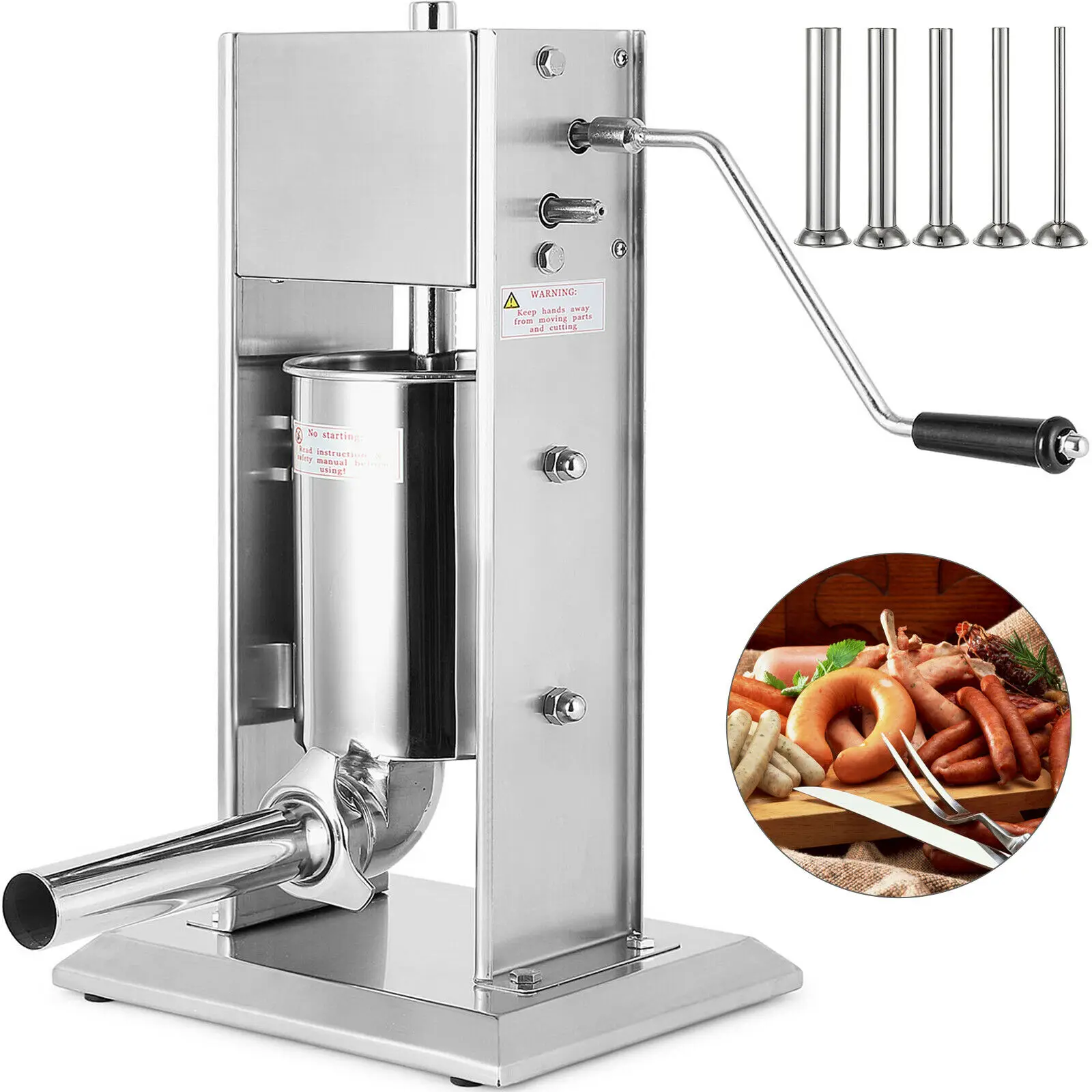 

20lbs Sausage Stuffer Vertical Stainless Steel 7L Two Speed Meat Press Filler