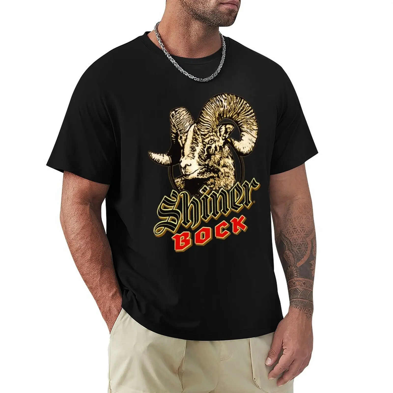 Фото Футболка Shiner-Bock-Beer с винтажным принтом и круглым вырезом №1