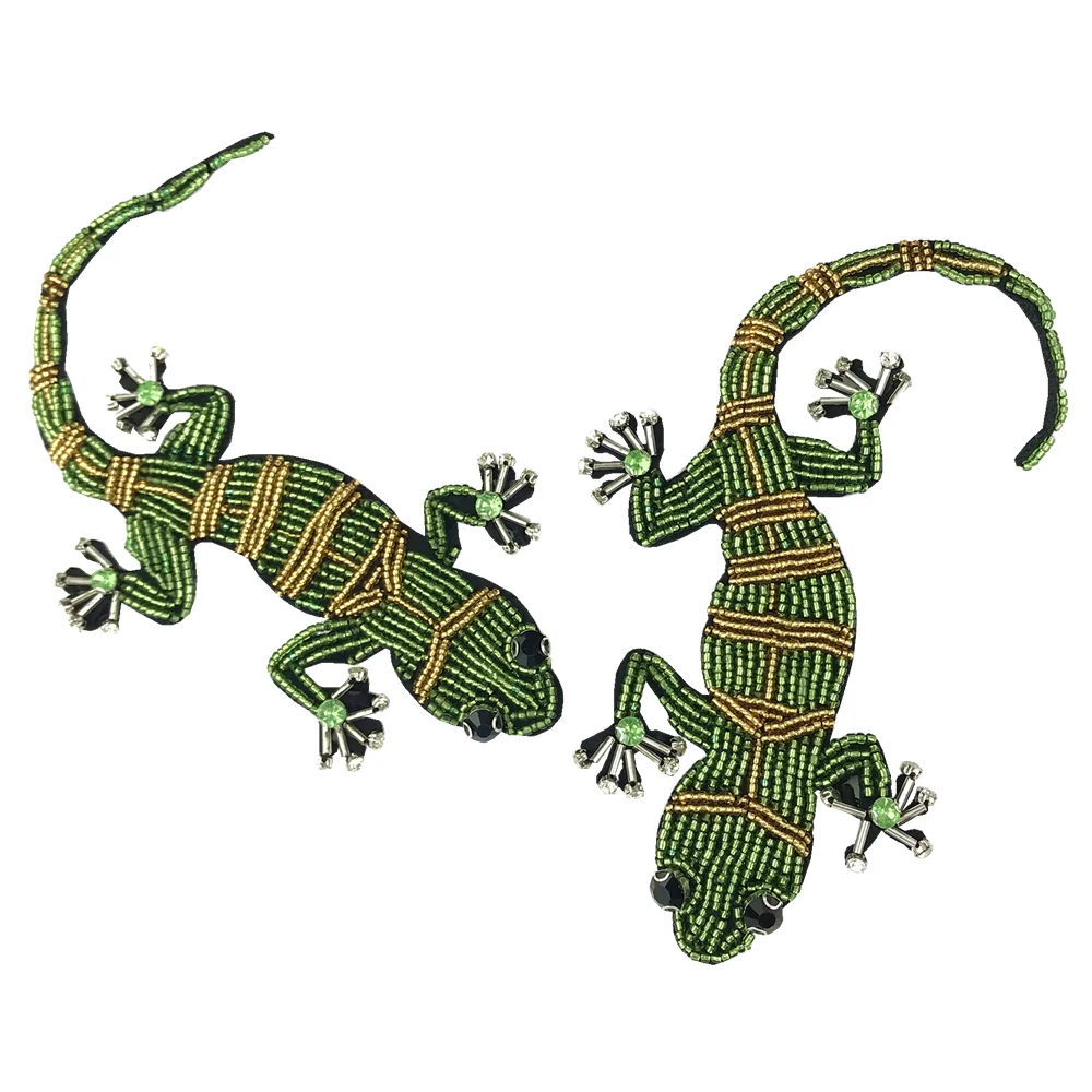 Аппликация из бисера ящерица для одежды, нашивка с крупными животными, 16 х12 см, 4 шт., AC1561