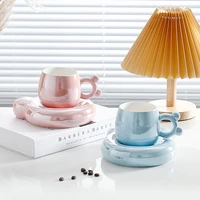 nordic couple cup ceramic coffee cup set decorative breakfast drinking latte milk tea cup saucer wedding reusable cup