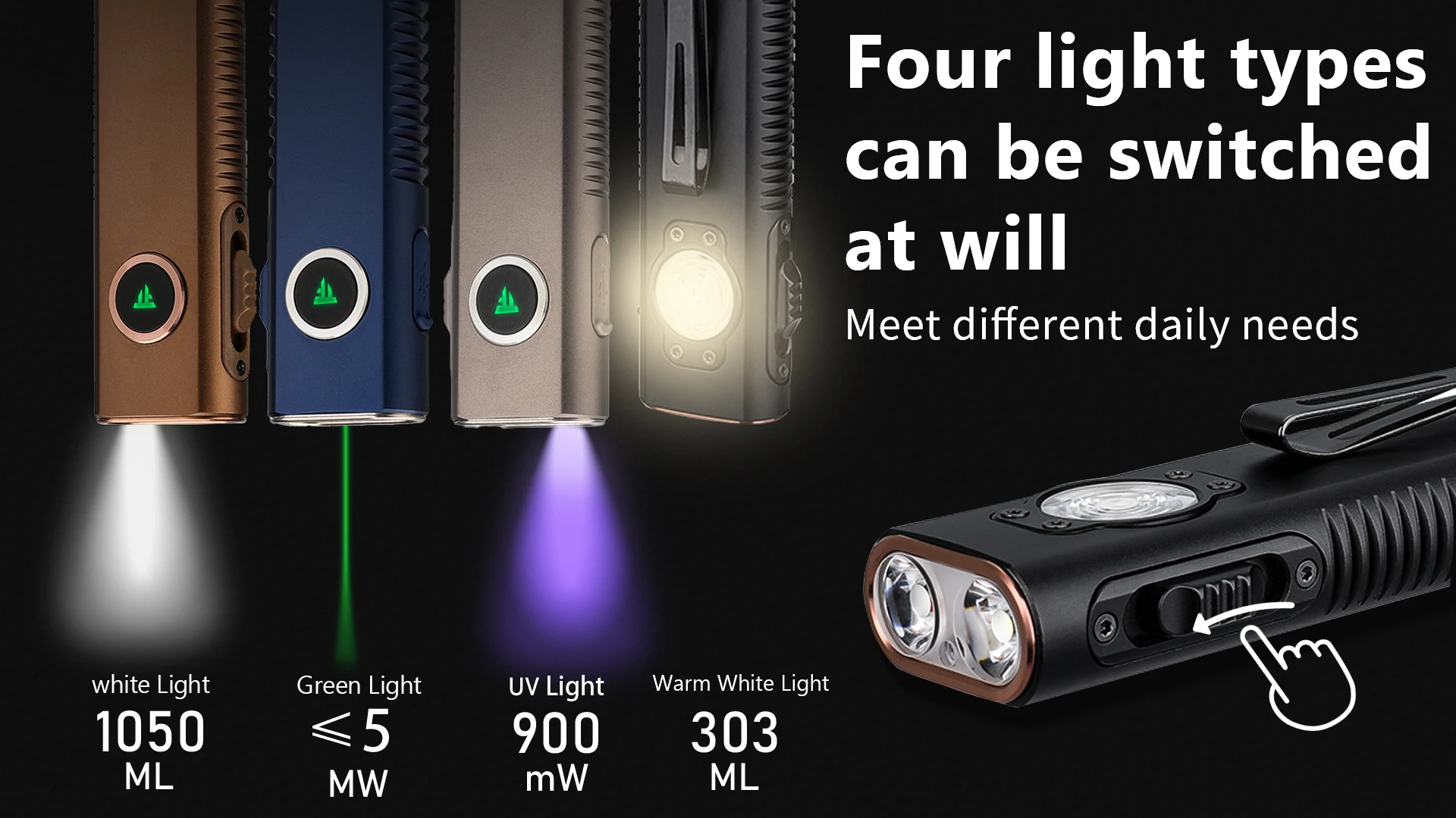 Фото Trustfire УФ-фонарик 395NM Mini X3 1050LM Тонкий брелок Магнитный зеленый лазерный фонарик №3