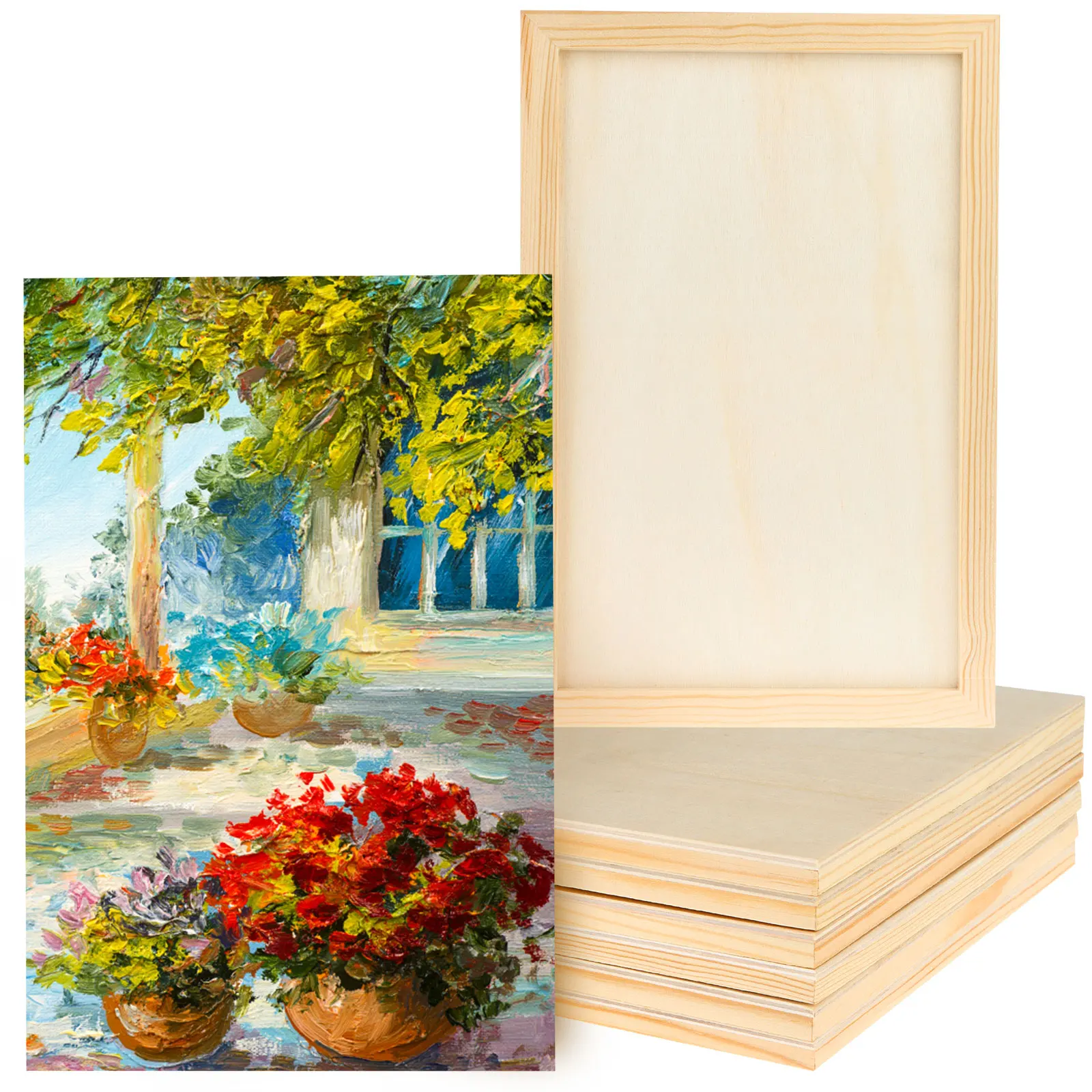 

15 Pack Unfinished Wood Canvas Panels Kit 11.8x7.9 Inch Wooden Panel Boards