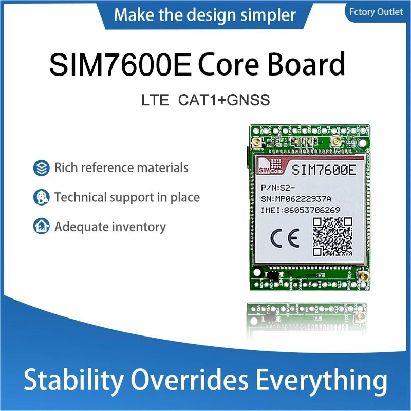 Фото Модуль SIMCOM LTE CAT1 SIM7600E Core Board Modem (плата-адаптер) с поддержкой GNSS USB/TTL и антенной для Европы/Ближнего Востока/Африки №1