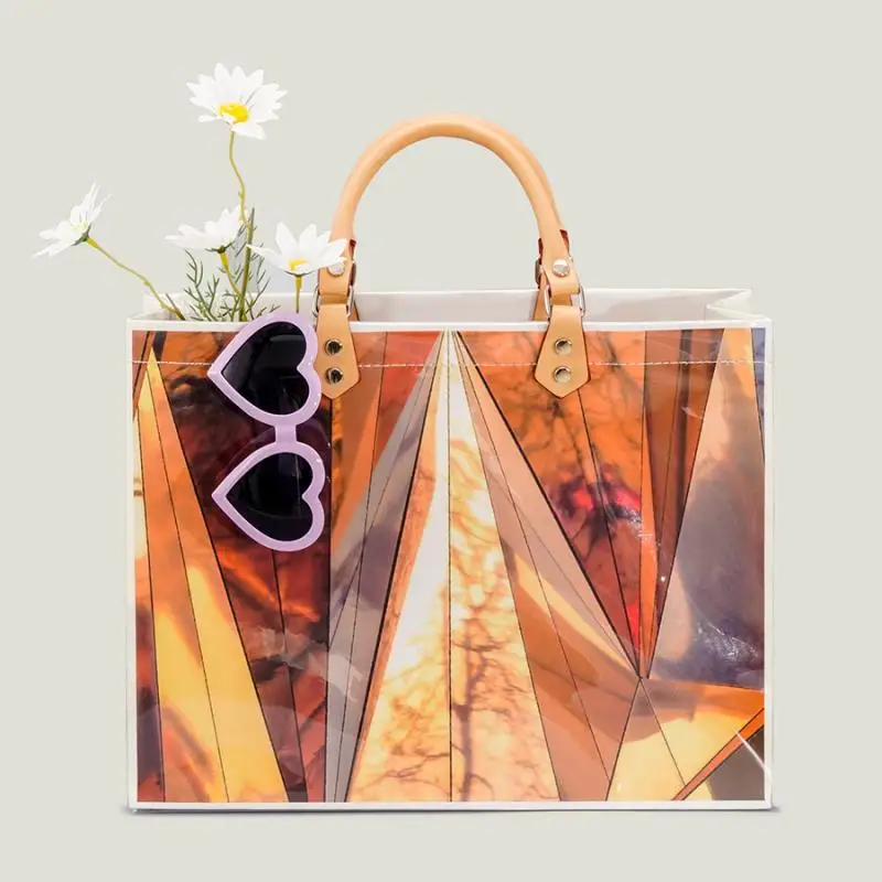 

Модные прозрачные сумки-тоуты из ПВХ с лазерным рисунком, женские сумки, дизайнерская большая сумка для покупок с геометрическим рисунком л...