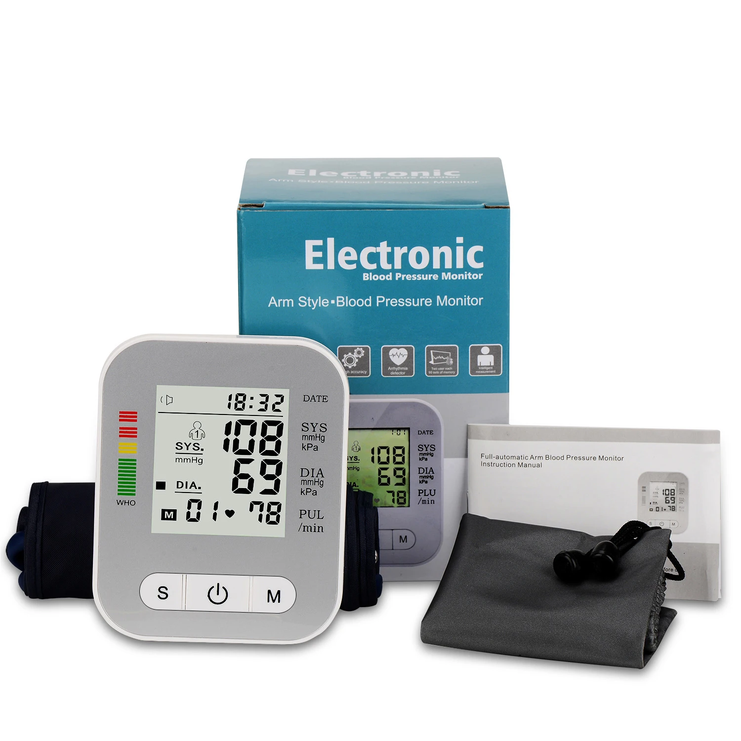

Медицинский Домашний цифровой тонометр на руку, домашний портативный Сфигмоманометр для измерения артериального давления, пульса
