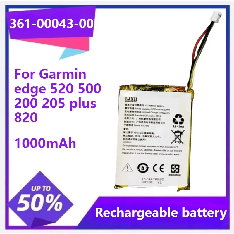 Фото 361-00086-02 361-00043-00 Аккумулятор для Garmin Edge 130 для edge 520 500 200 205 520plus 820 Garmin EDGE 130 GPS 1000 мАч №2