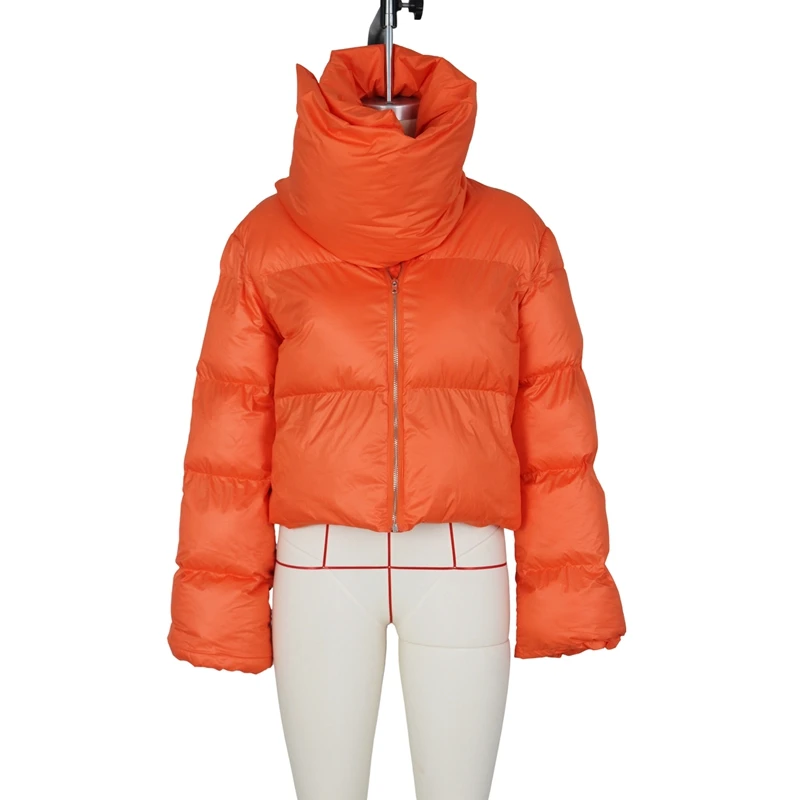 Cotton Padded Coat Women Patchwork Turtleneck Puffer Parka Outwear Solid 2022 Winter Warm Zipper Crop Top Jacket Chaqueta Mujer