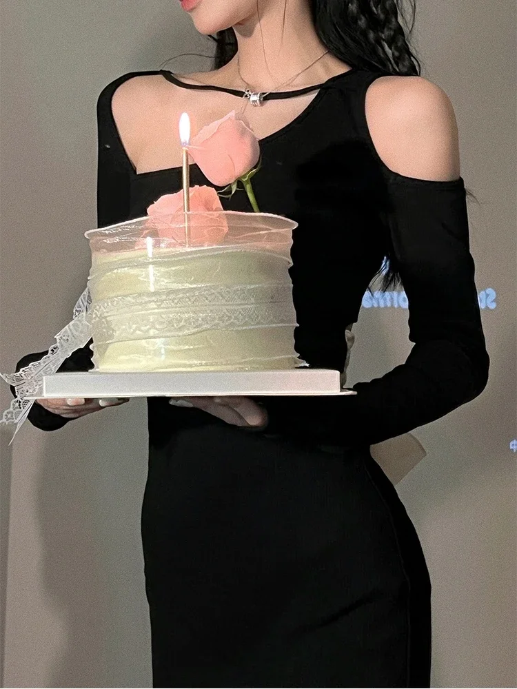 

Bodycon Knitted Y2k Mini Dress Woman Sexy Korean Style Sweater Dress Casual Pure Color Elegant Dress 2023 Spring Short Party