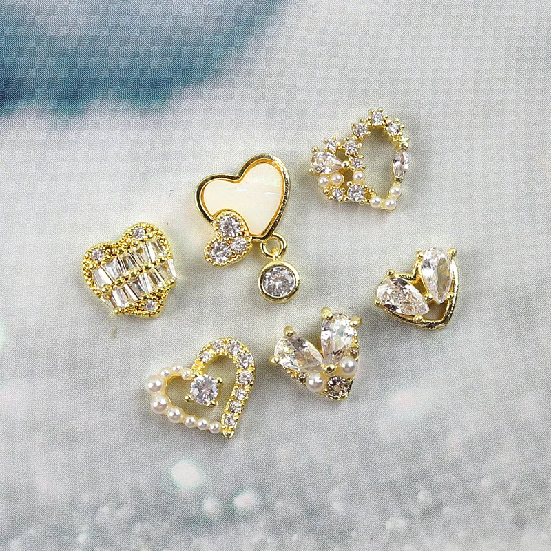 

10pcs, Nail Art Nail Art Love Zircon Jewelry Love Bow Love Pearl Love Pendant Zircon Rhinestones For Nail Tips Decorations